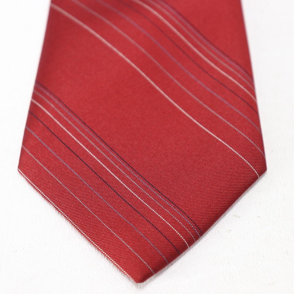 Vtg Envoy Tie Mens 57 in Silk Red Black White Pinstriped Classic Power CEO